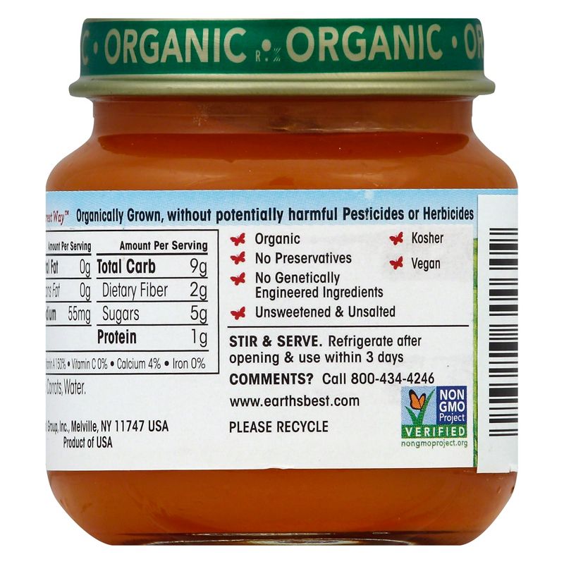 Earth's Best Organic Pureed Baby Food Carrots - 4oz