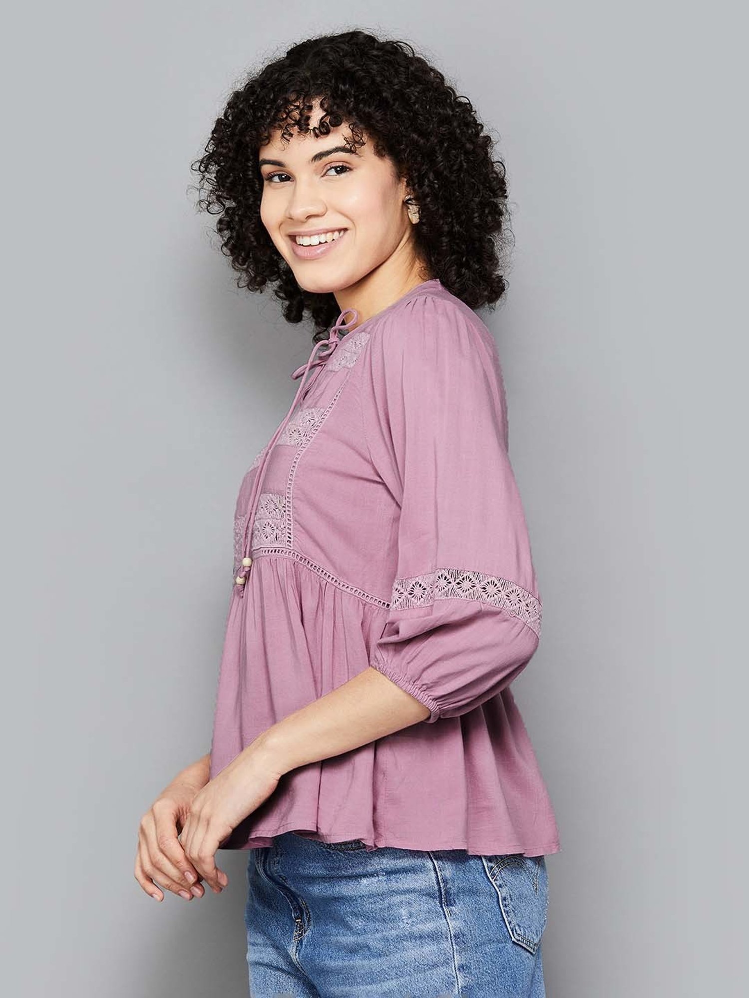 Fame Forever by Lifestyle Purple Self Pattern Top