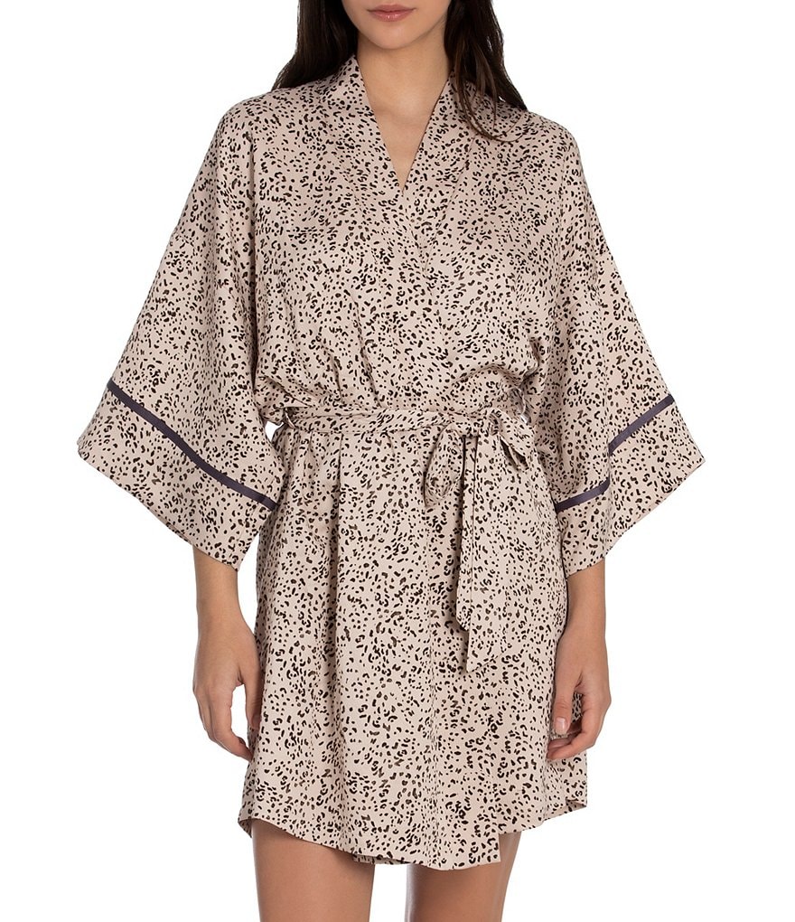 PJ Salvage Solid Ribbed Knit Long Wrap Robe