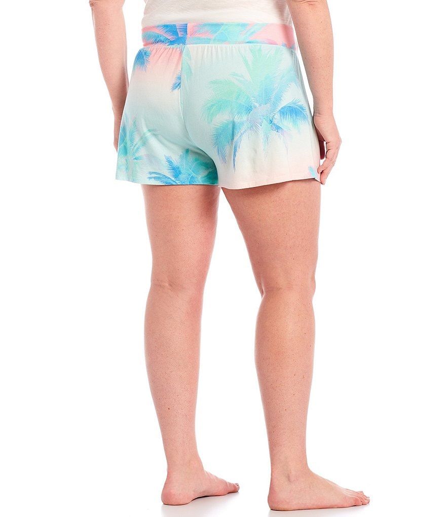 Jasmine & Ginger Plus Tropical Print Coordinating Jersey Knit Shorts