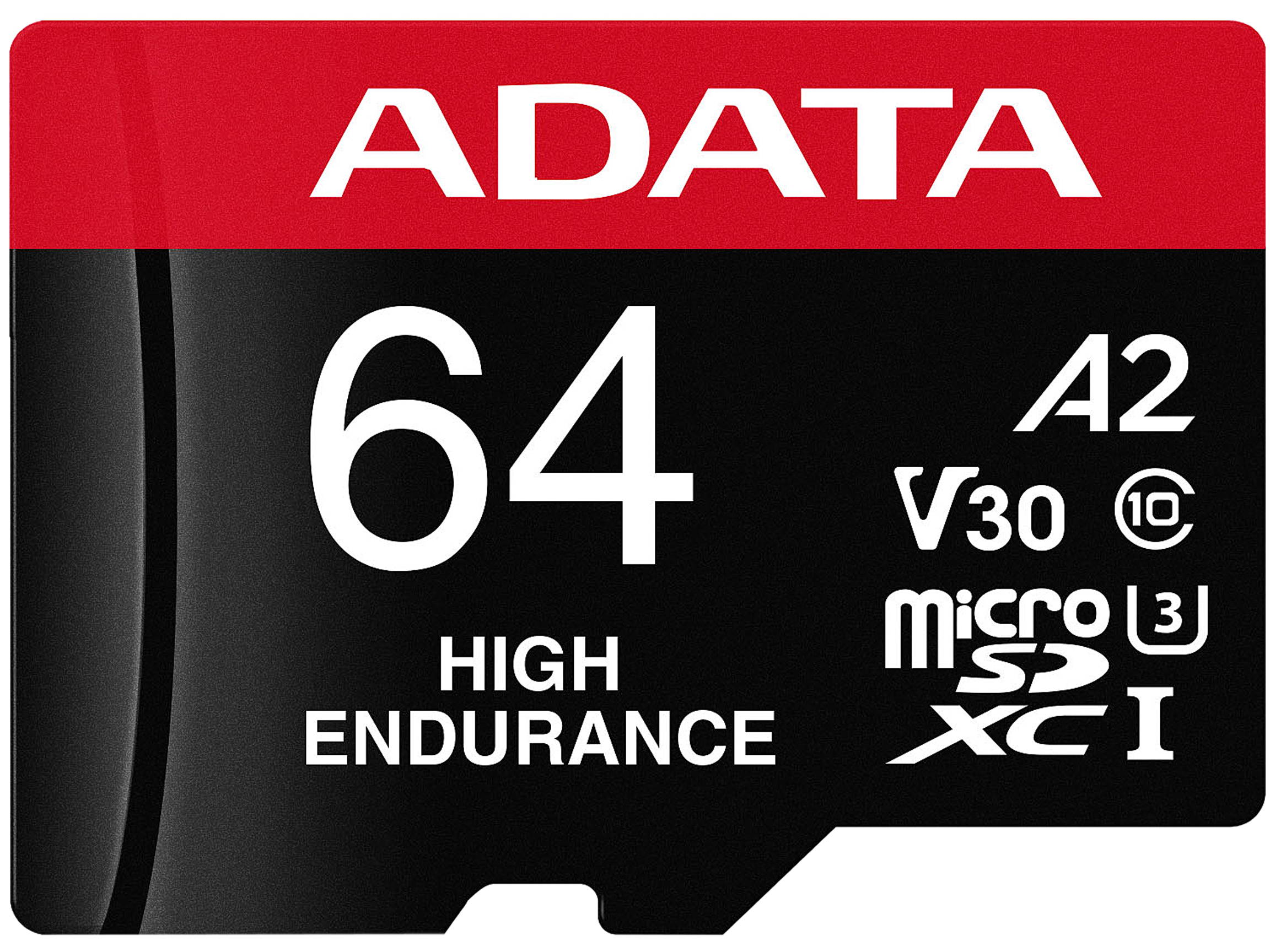 ADATA 64GB High Endurance microSDXC UHS-I U3 / Class 10 V30 A2 Memory Card with SD Adapter, Speed Up to 100MB/s (AUSDX64GUI3V30SHA2-RA1)