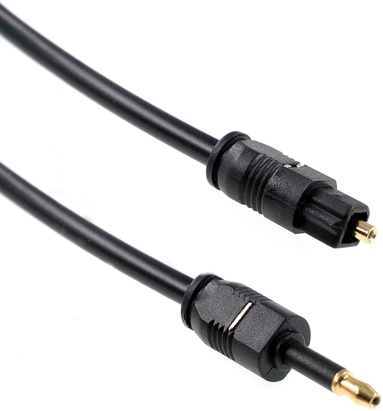 Oiyagai 2pcs Optical Toslink to Mini Toslink Jack Digital Audio Cable SPDIF OD 4.0 (2M / 6.4FT)