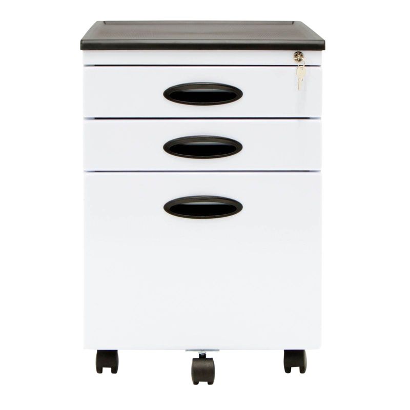 Calico Designs Home Office Furniture Storage 3 Drawer Mobile File Cabinet, White