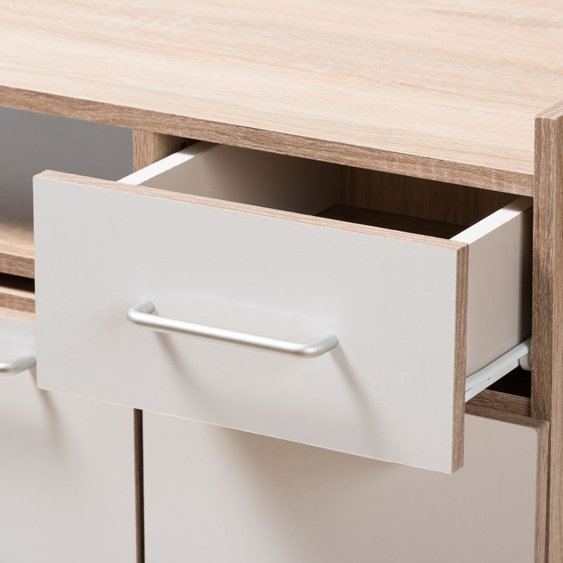 Charmain Modern and Contemporary Light Oak and Finish Kitchen Cabinet White/Brown - Baxton Studio