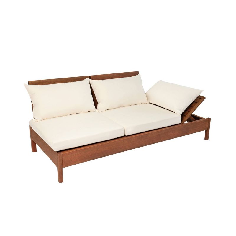 Grass Eucalyptus Wood Outdoor Reclining Chaise Lounge Chair with Backrest - Alaterre Furniture