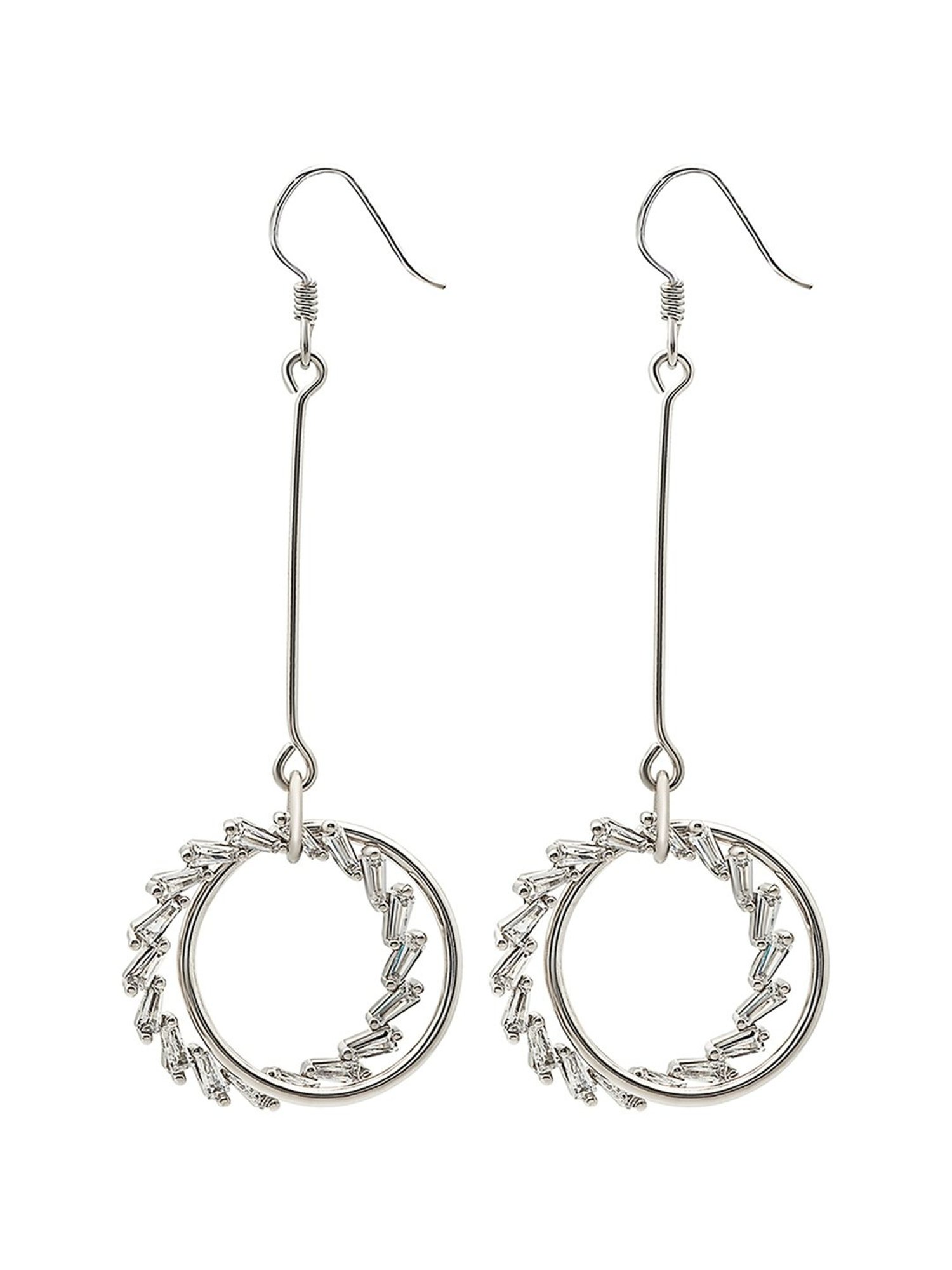 Silberry 92.5 Sterling Silver Crystal Crux Dangler Earrings for Women