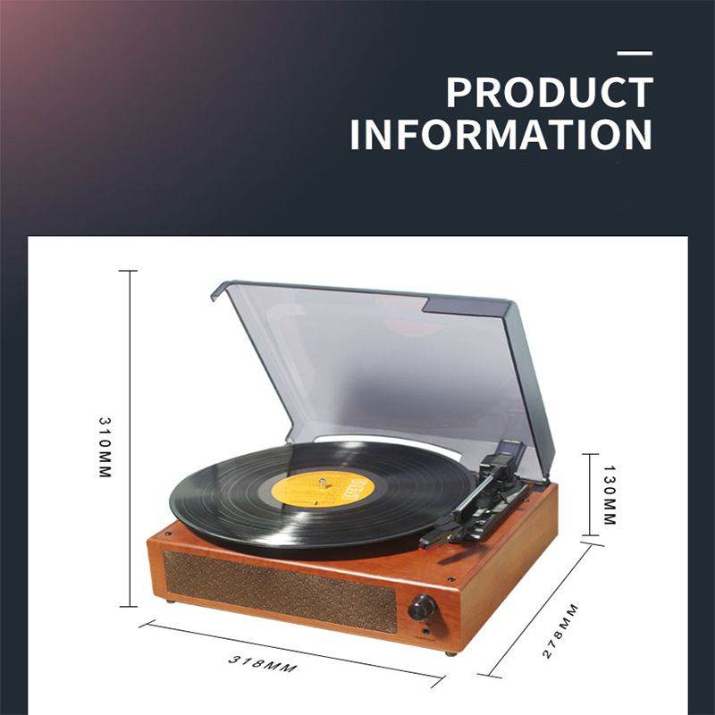 Desk Statics Vinyl Record Player, classics music Turntable Dust cover Bluetooth Phonograph 2 speaker