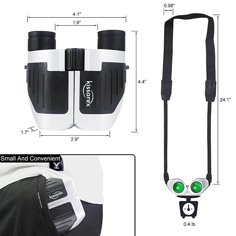 Adults Compact Travel Binoculars: 10x25 Mini Small Size Lightweight Best Outdoor Theatre Tactical Hiking Kids Concert Sports Camping Low-Light Night Vision Waterproof