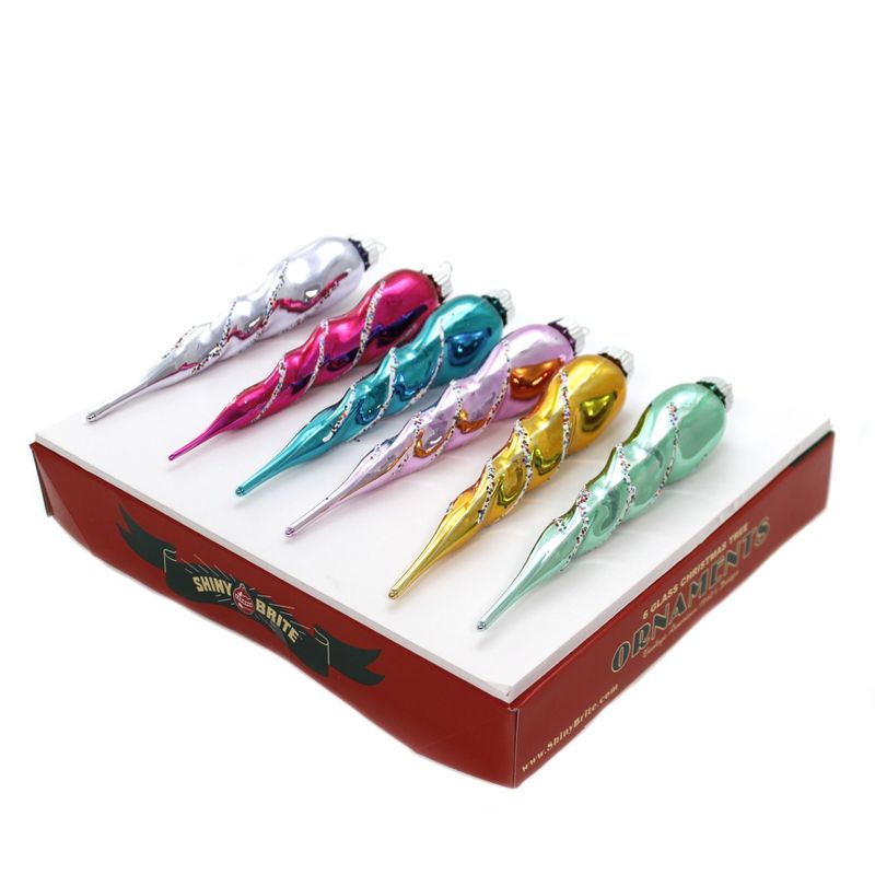 Shiny Brite 5.75" Vc Glass Icicles Ornaments