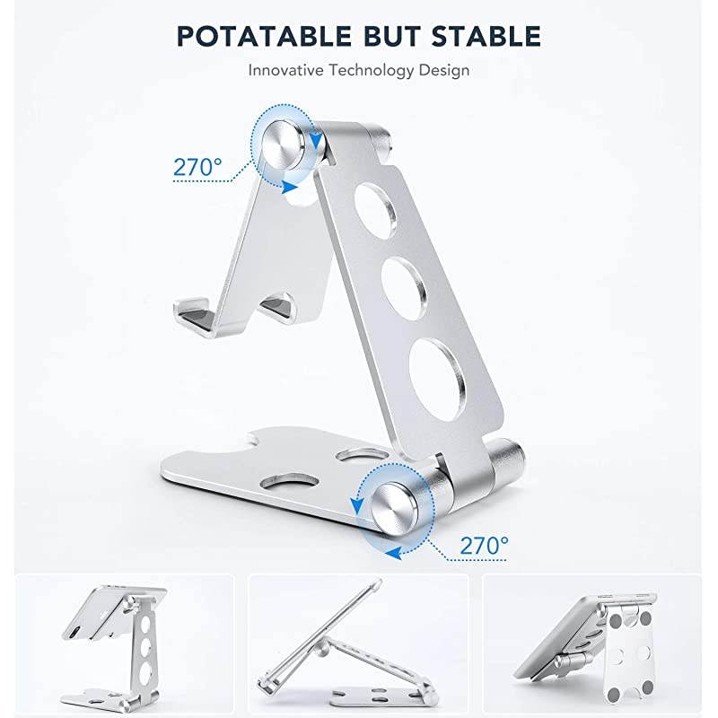 Stand AdjustableDesktop Cell Phone Stand Holder Dock Compatible with Such as iPad Pro 97 105 129 Air Mini 4 3 2 Kindle Nexus EReader 413 Silver