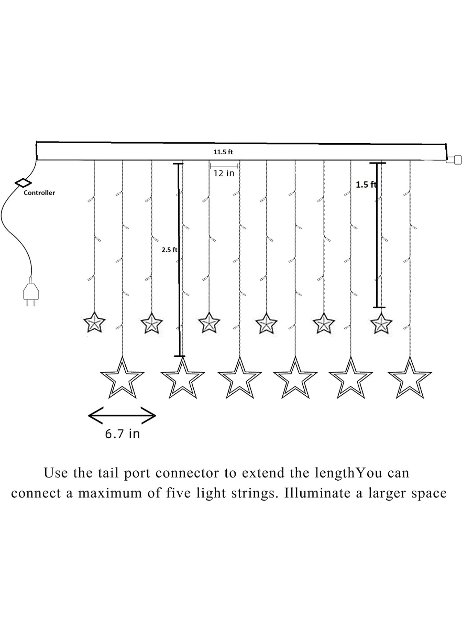 Xergy Star Curtain 12 Stars 138 LED String Lights (Warm White)