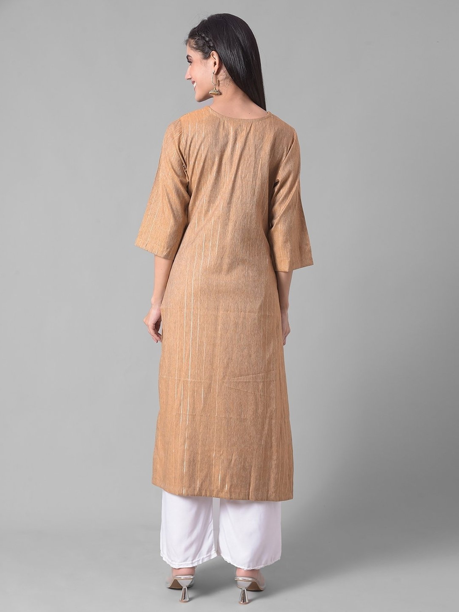 Dollar Missy Beige Embroidered Straight Kurta