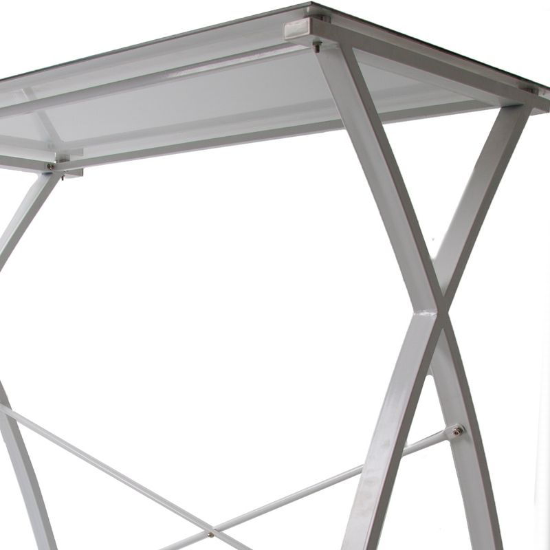 Joy Glass Standing Desk &ndash; 43&rdquo; Modern Multifunctional Stand-Up Table &ndash; Wood Print &ndash; Stand Steady