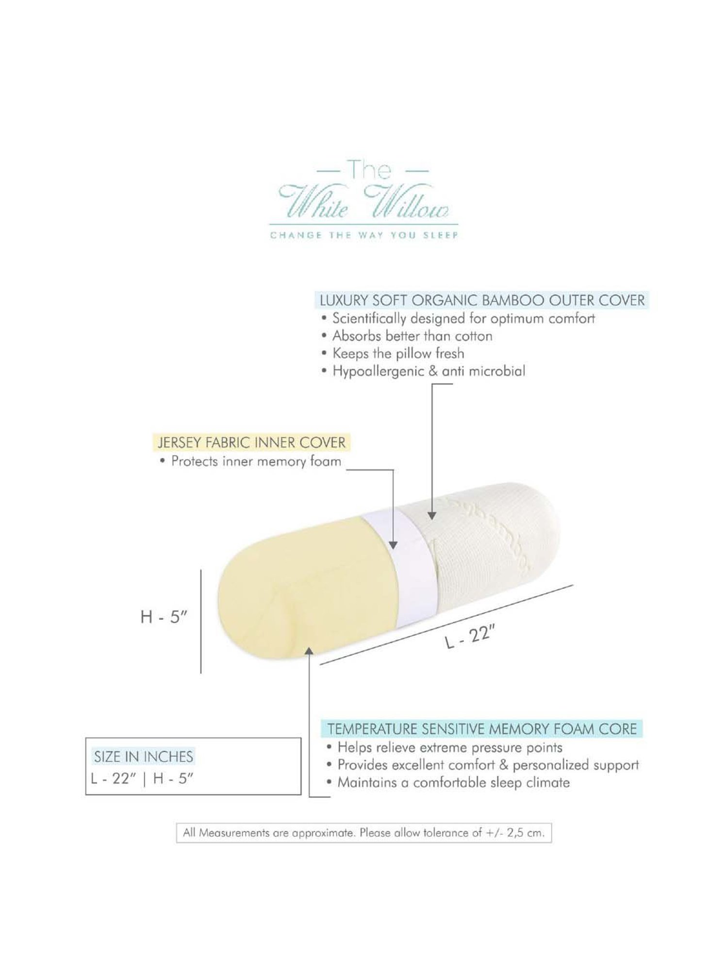 The White Willow White Round Baby Bolster - Set of 1