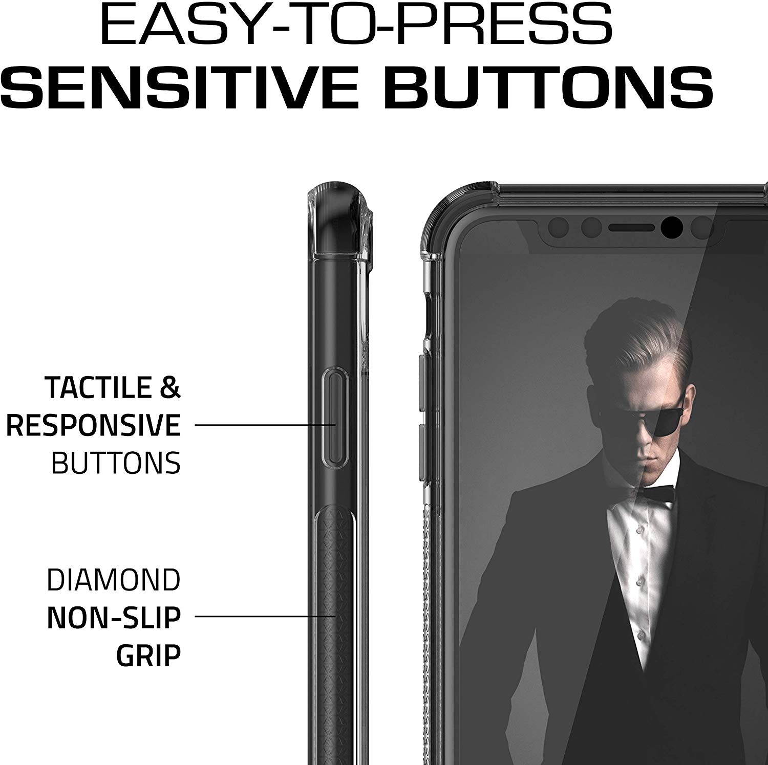 Moshi Vitros Clear Case for iPhone 11 - For Apple iPhone 11 Smartphone - Clear, Raven Black - High Gloss