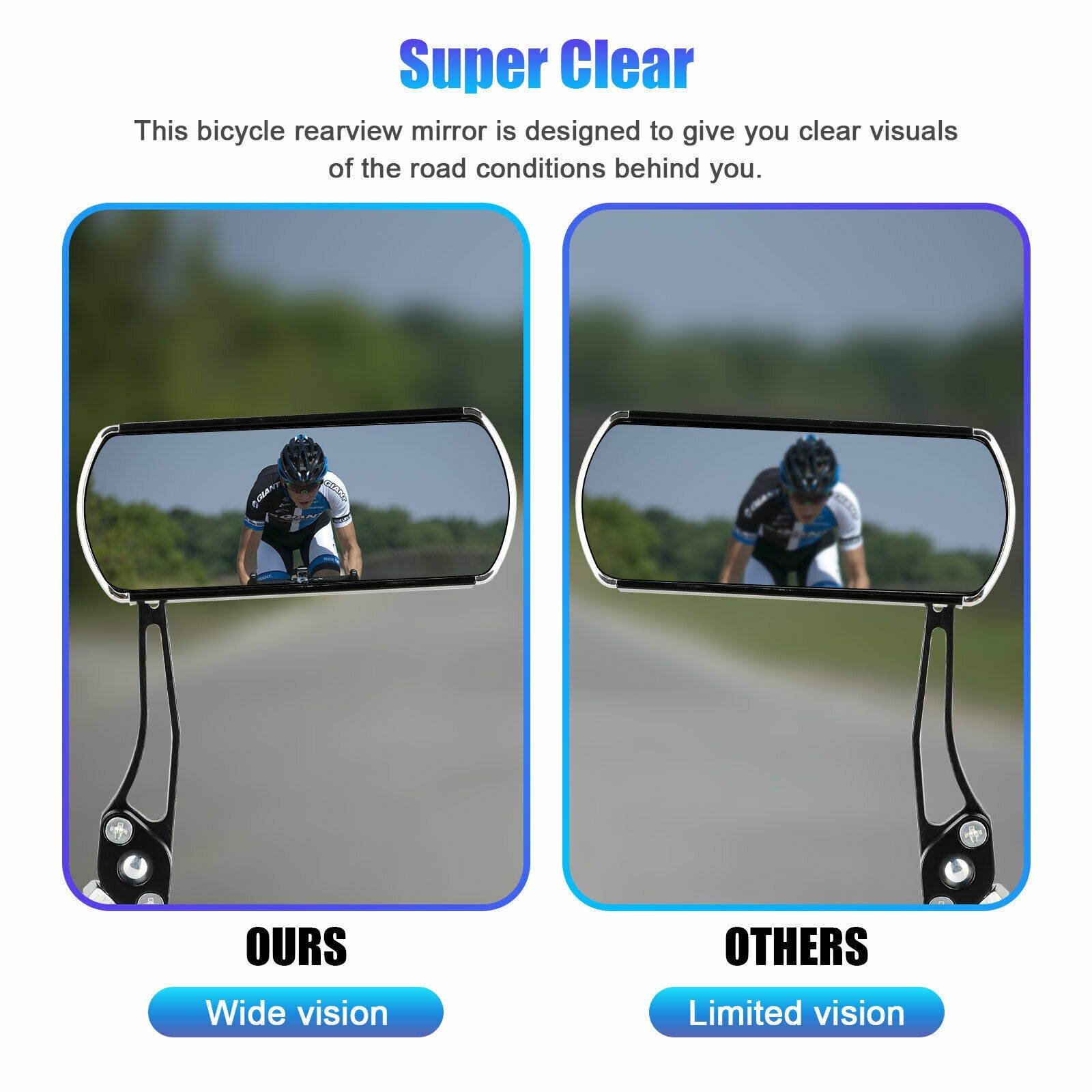 2Pcs 360&deg; Rotaty Bike Bicycle Cycling Rear View Mirror Handlebar Glass Rearview