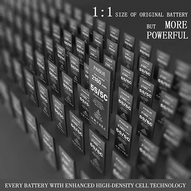 Battery for iPhone 5S and 5C (not 5/SE), Upgraded Higher Capacity New 0 Cycle Battery Replacement Kit for iPhone 5S 5C with Professional Repair Tools and Adhesive