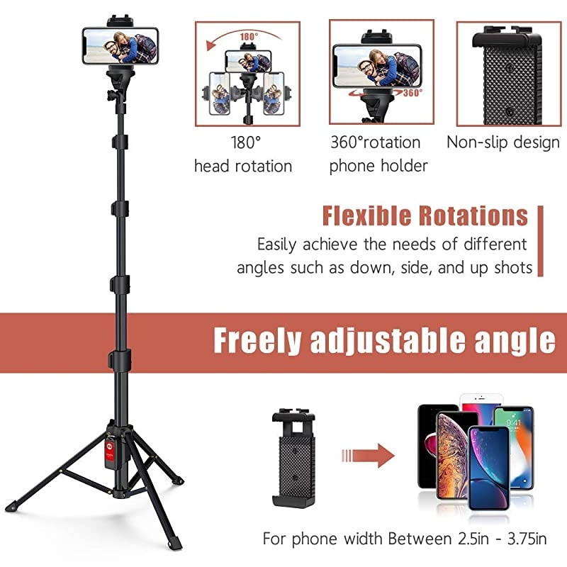 Stick Tripod 59 AllinOne Extendable Portable Bluetooth Sticks Phone Tripods Compatible with iPhone 11 11 pro Xs Max Xr X 8Plus 7 Galaxy S10+ S9 S8 and Digital Cameras Lightweight