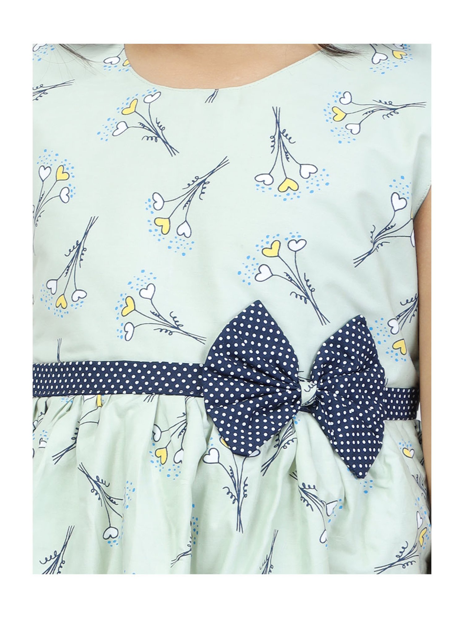 Todd N Teen Kids Mint Green Printed Frock