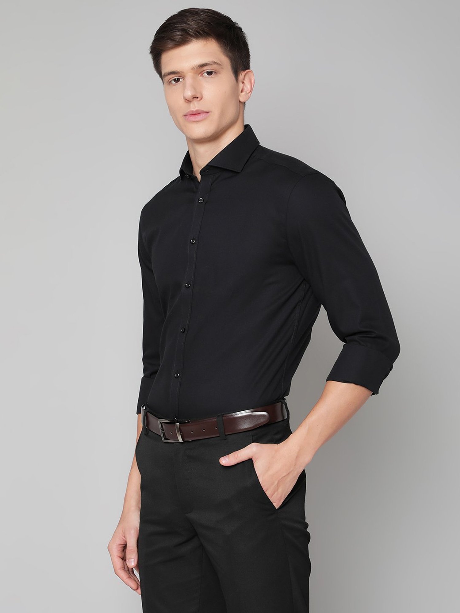 Bruun & Stengade Black Slim Fit Cotton Shirt