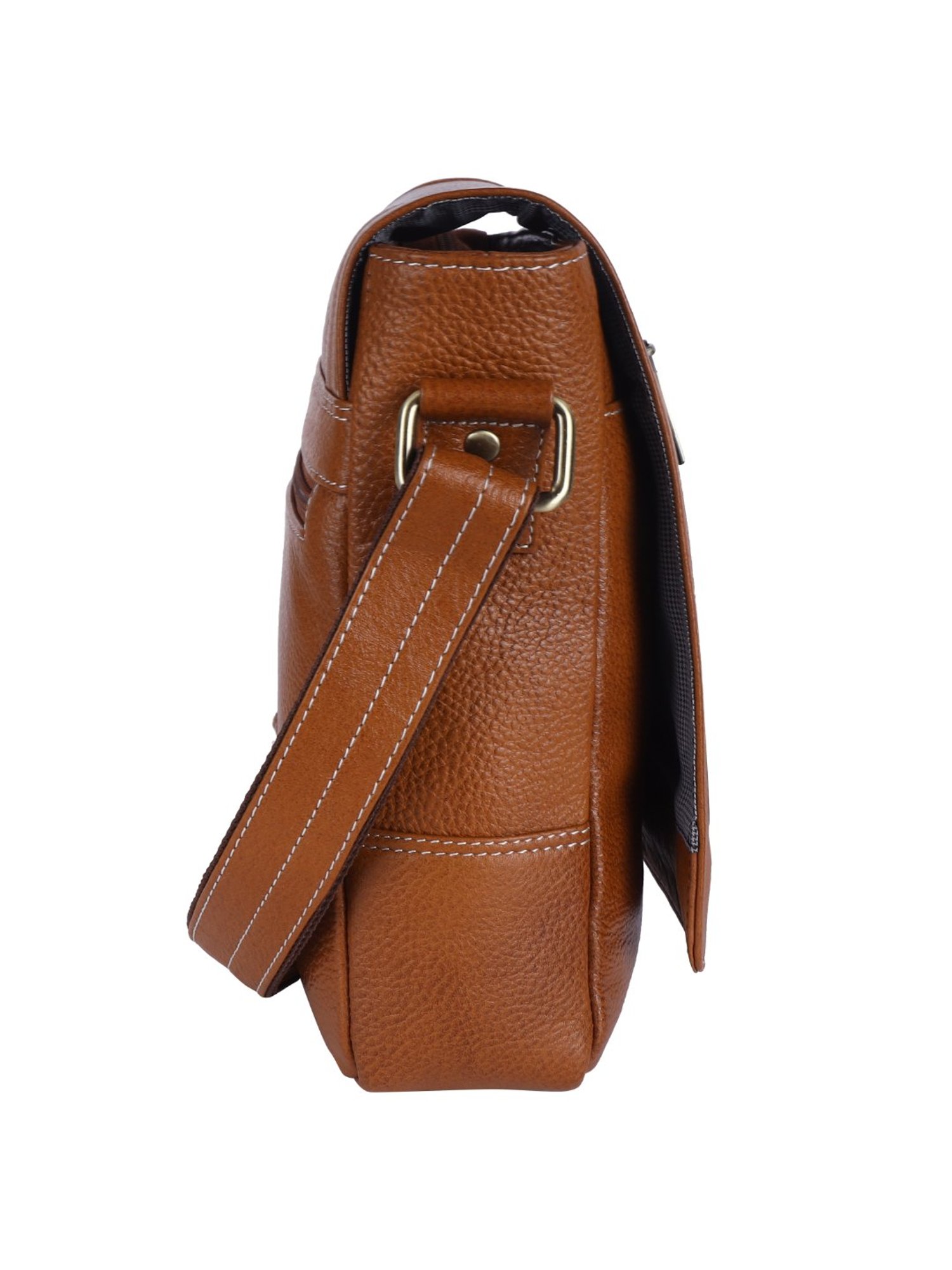 HiLEDER Pure Genuine Leather Messenger Shoulder Sling Cross Body Office Bag for Men and Women,Tan