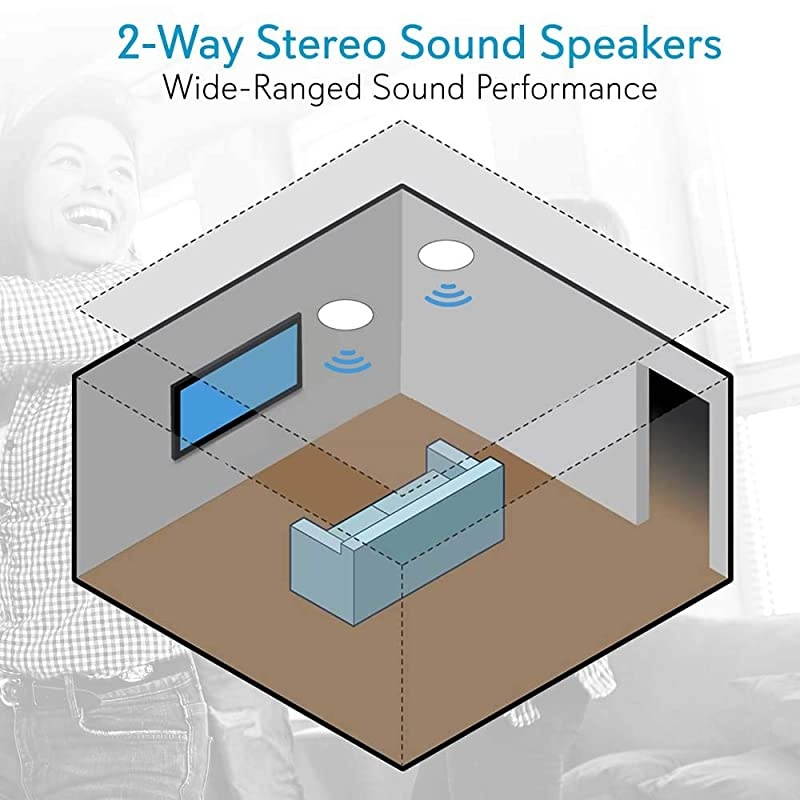 PDIC81RDBK 8 Ceiling Wall Mount Speakers Pair of 2Way Midbass Woofer Speaker 12 Polymer Dome Tweeter Flush Design w 50Hz 20kHz Frequency Response 250 Watts Peak Easy Installation