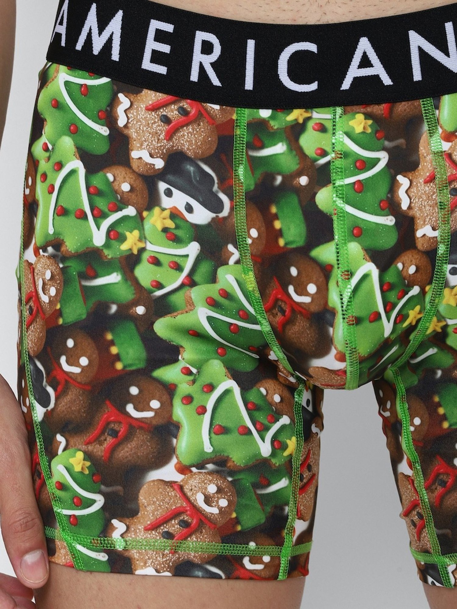 American Eagle Green Regular Fit Printed Trunks