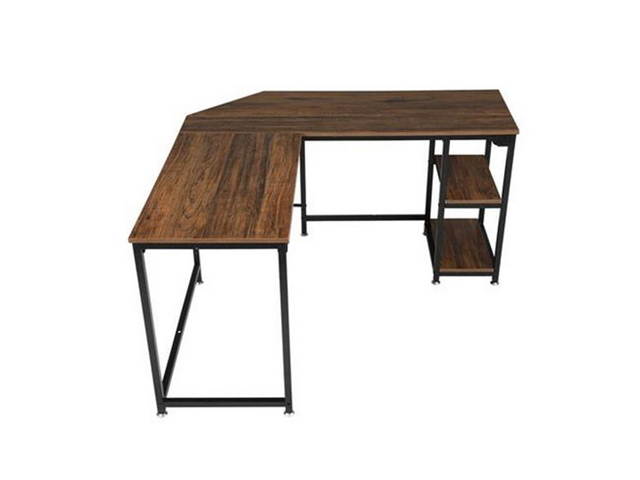 55&rdquo; L Shape Computer Desk with 2 Storage Shelf, Corner Computer Gaming Desk with Movable Shelf Table for Home Office, Modern Simple Style PC Desk, Large Size Corner Computer Desk with Shelf, GT183