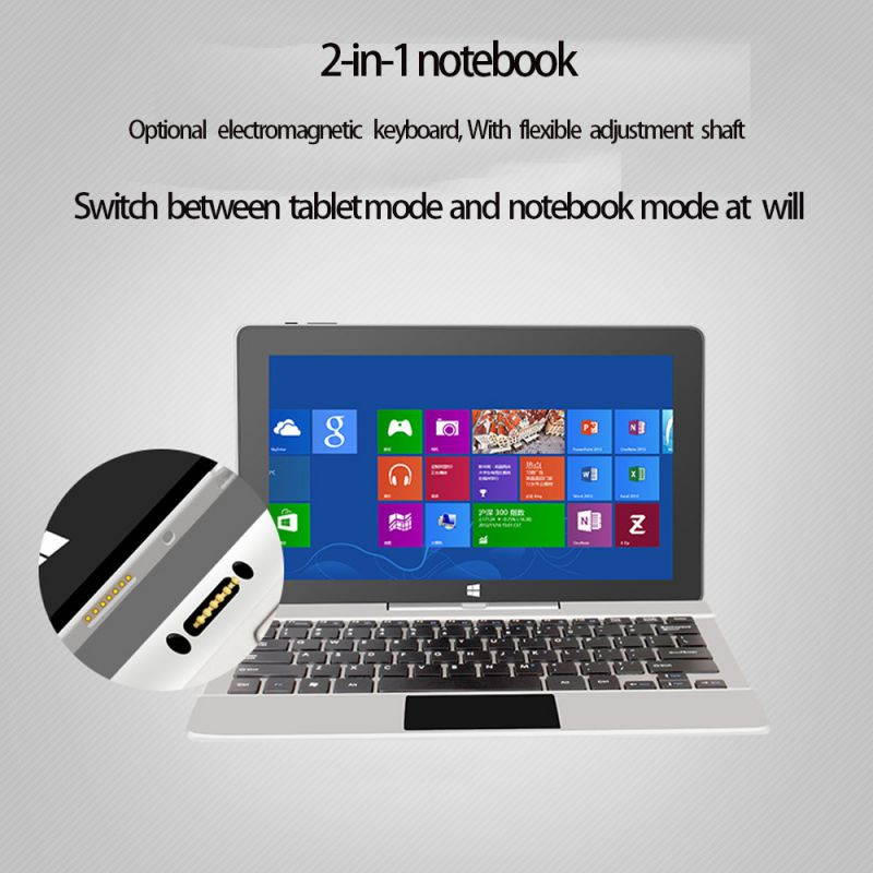 Lemonra Tablet PC 2-in-1 Laptop Cherry Trail X5-Z8350 Quad Core 8th HD Graphics 10.1" Full 1920*1080 HD Display IPS Screen, 4GB DDR3L Memory 64GB Flash eMMC Windows 10 Ultrabook with Magnetic Keyboard