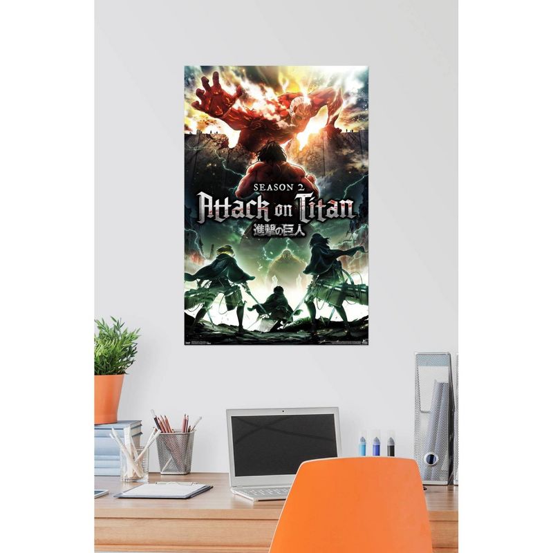 22.375" x 34" Attack on Titan - Season 2 Teaser One Sheet Unframed Wall Poster Print - Trends International