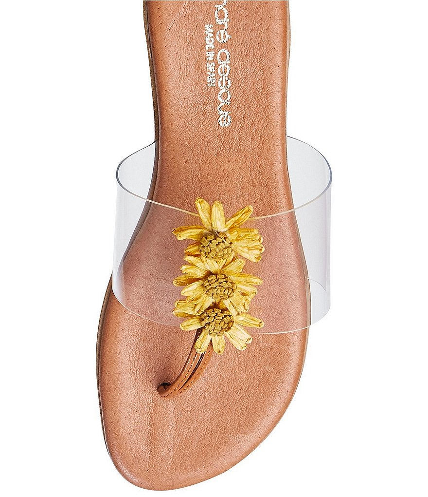 Andre Assous Nadine Raffia Flowers Clear Thong Sandals