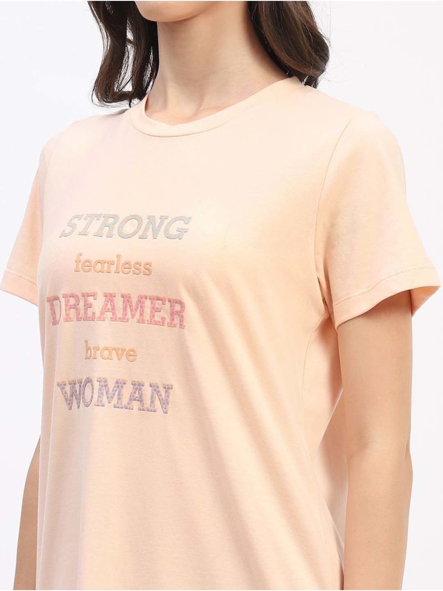 MADAME M Secret Peach & Purple Printed T-Shirt Pyjamas Set