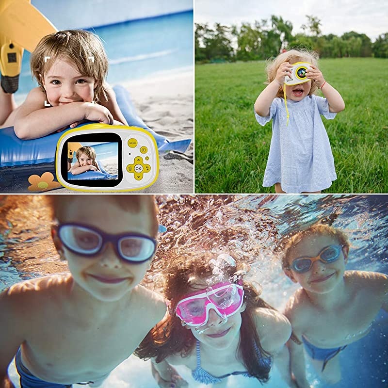 Kids Waterproof Camera 8MP 20 Inch HD Screen Camera Camcorder with 6X Digital ZoomRechargeable Toddler Video Camera with Photo Frame32G TF Card Included