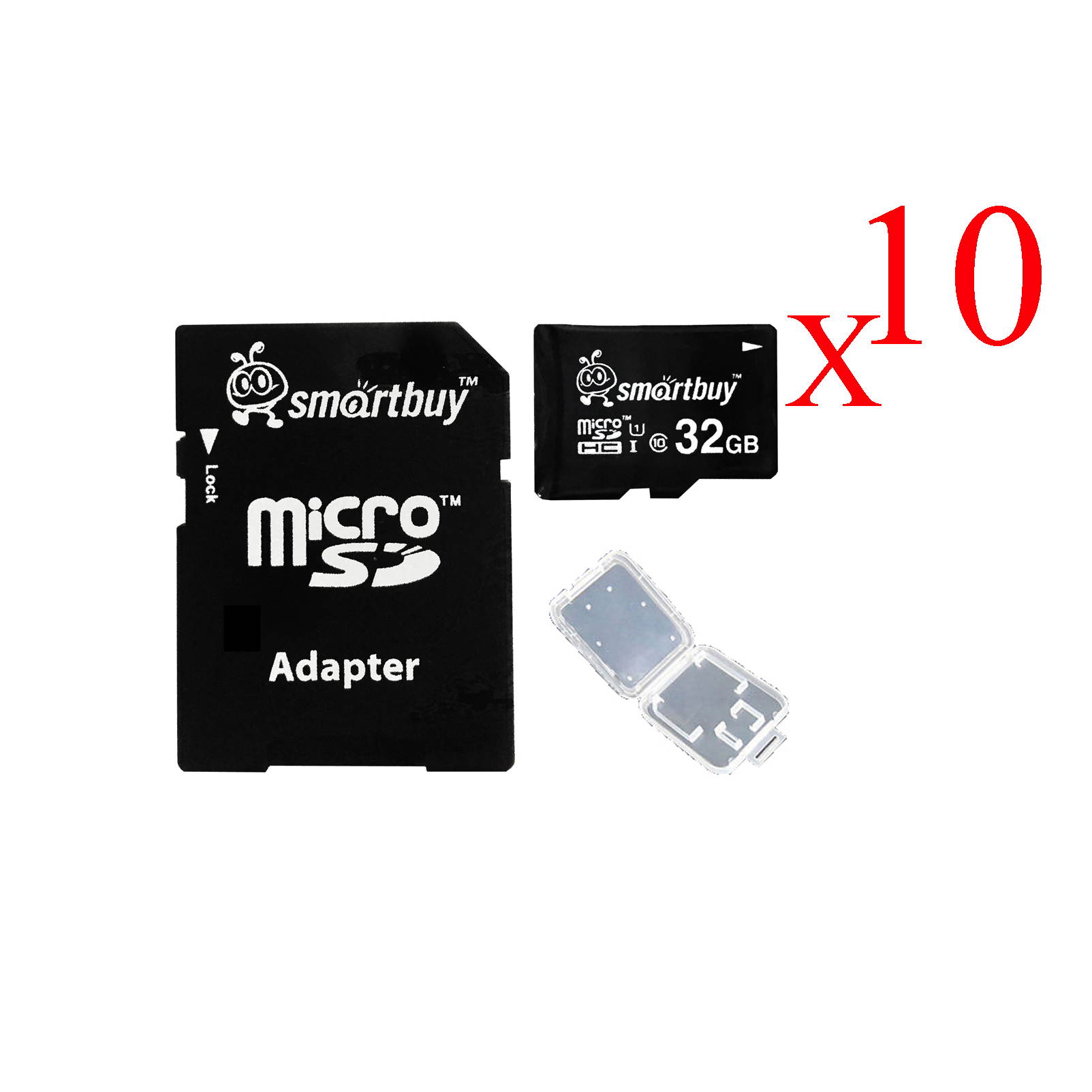 Smartbuy Micro SDHC Class 10 TF Flash Memory Card SD HC C10 Ultra U1 UHS-I HD For Camera Mobile Phone Tab GPS MP3 TV + Adapter + Mini Case (16GB - 2 Packs)