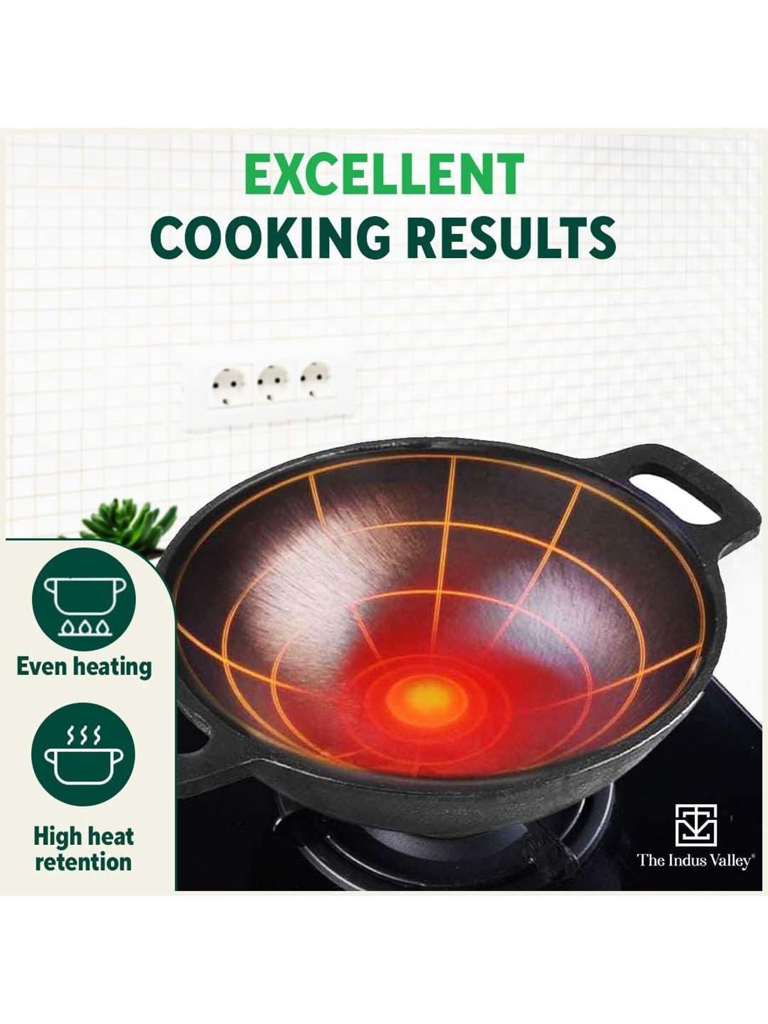 The Indus Valley Black Cast Iron Deep Frying Kadhai (1.3 L)