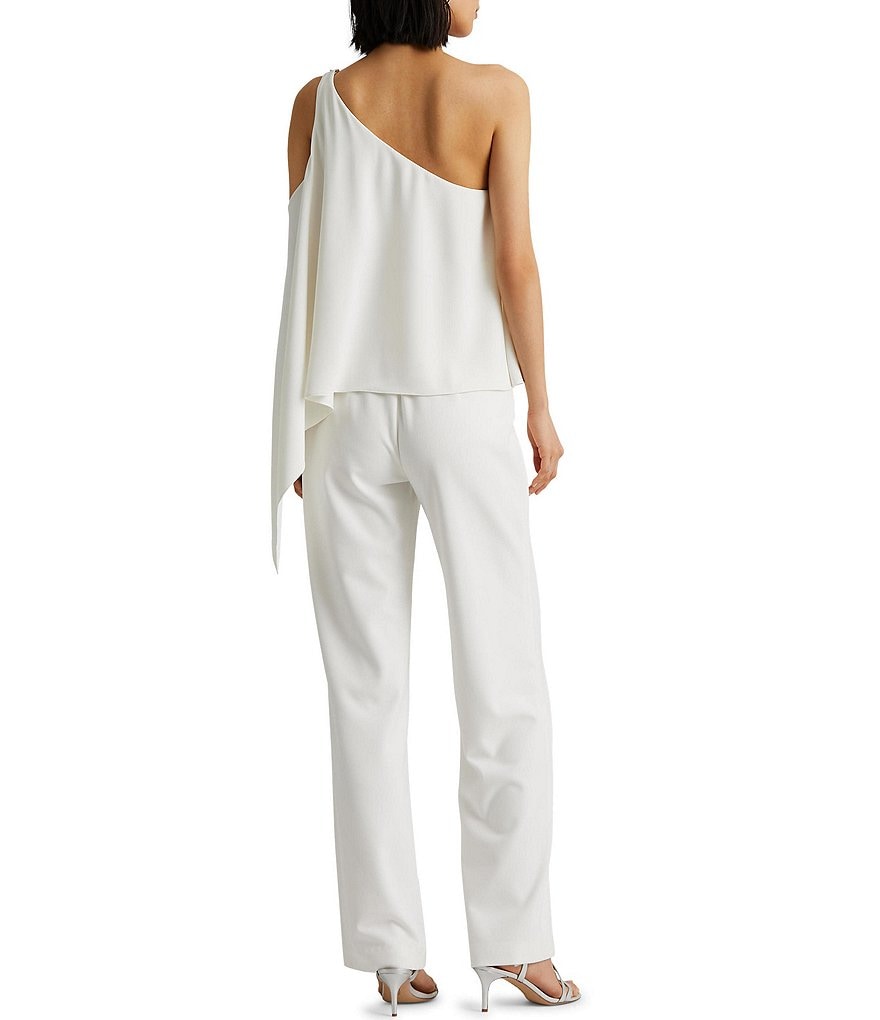 Ignite Evenings Foil Trim Asymmetric Cape Jumpsuit