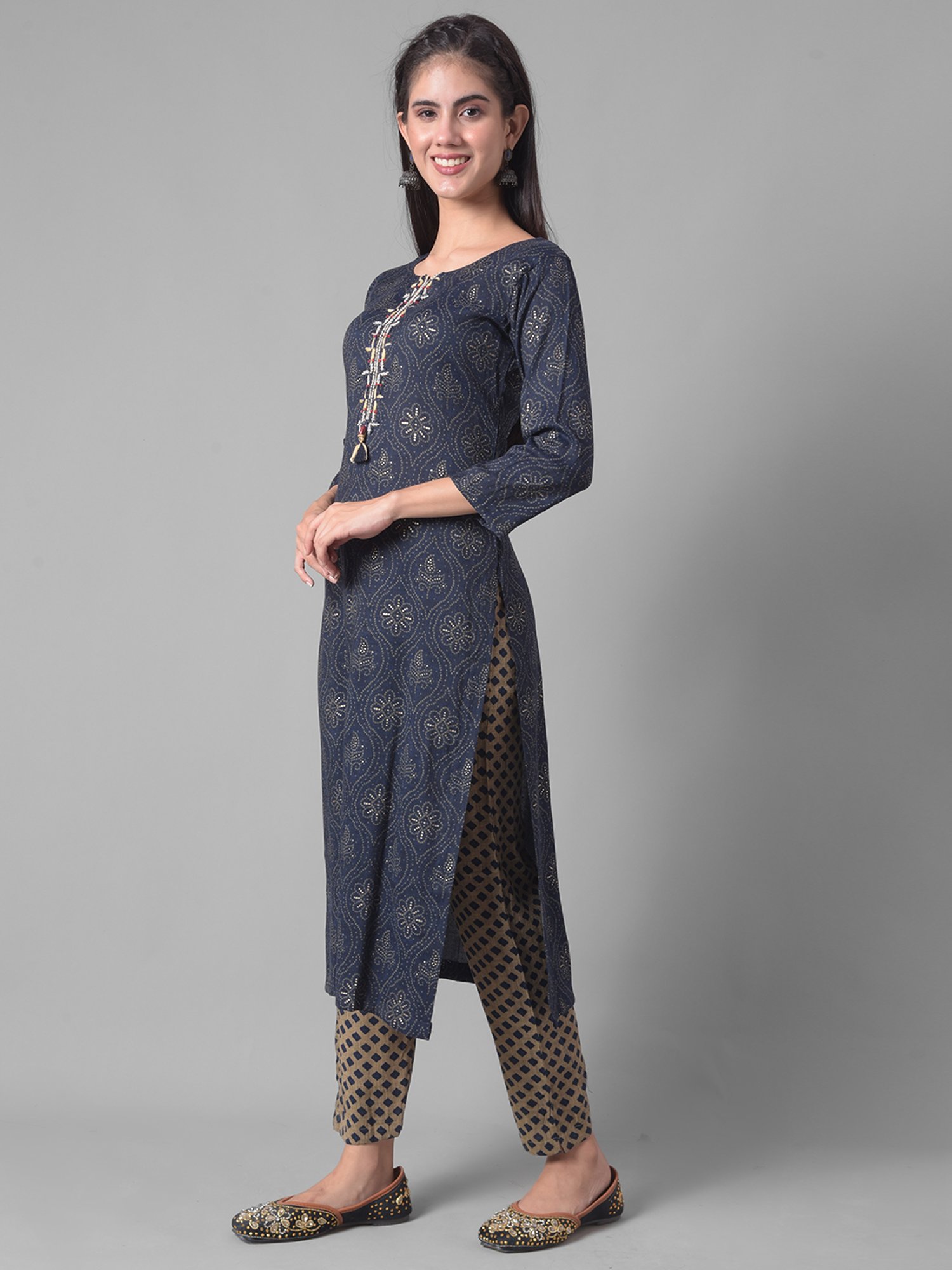 Dollar Missy Blue Embellished Kurta With Pants