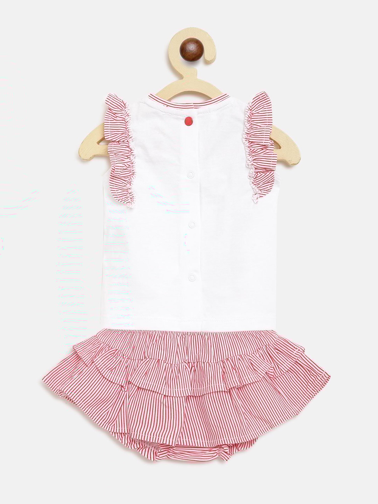 Chicco Kids White & Pink Printed Top with Skirt