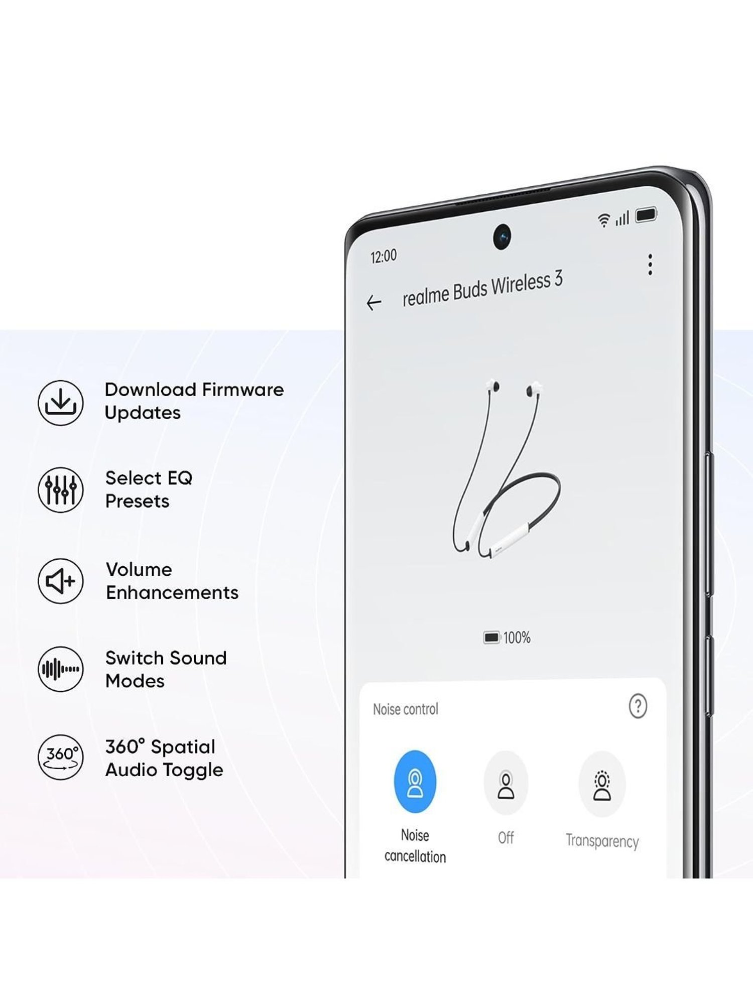 Realme Buds Wireless 3 Bluetooth Headset with 360 degree Spatial Audio (Pure Black, In the Ear)