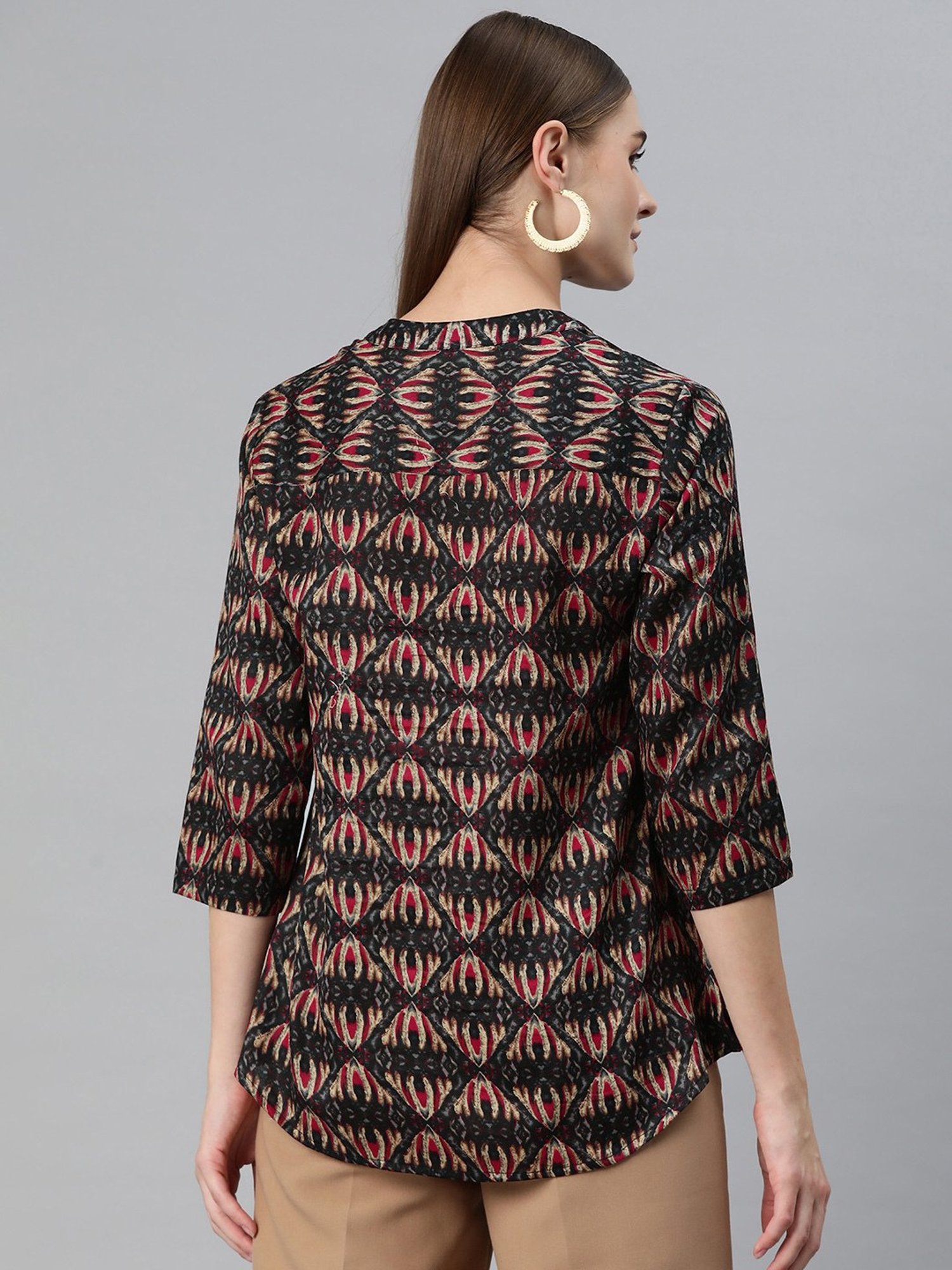 Cottinfab Black Cotton Abstract Print Top