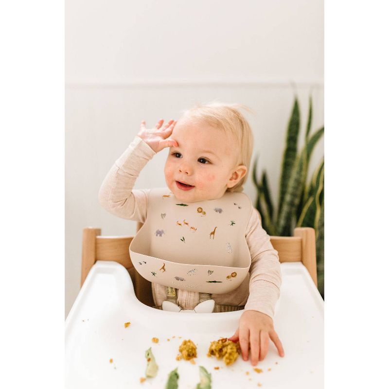 Loulou Lollipop Silicone Printed Bib - Safari