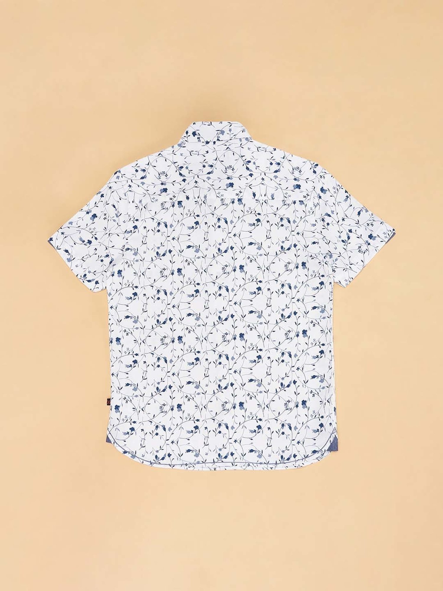 Pantaloons Junior Kids White & Blue Cotton Printed Shirt