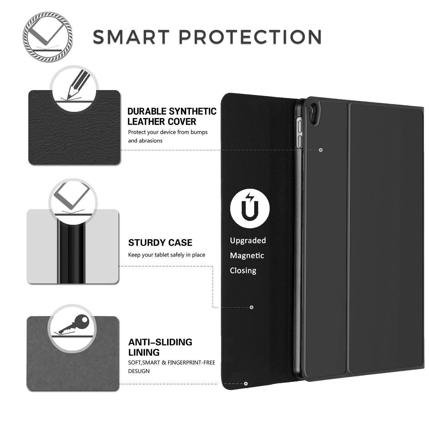 iPad 2 iPad 3 iPad 4 Keyboard Case with Backlight Thin Lightweight PU Leather Removable Wireless Bluetooth Backlit Keyboard Slim Folio Cover Soft Protection for Apple iPad 2nd 3rd 4th Generation