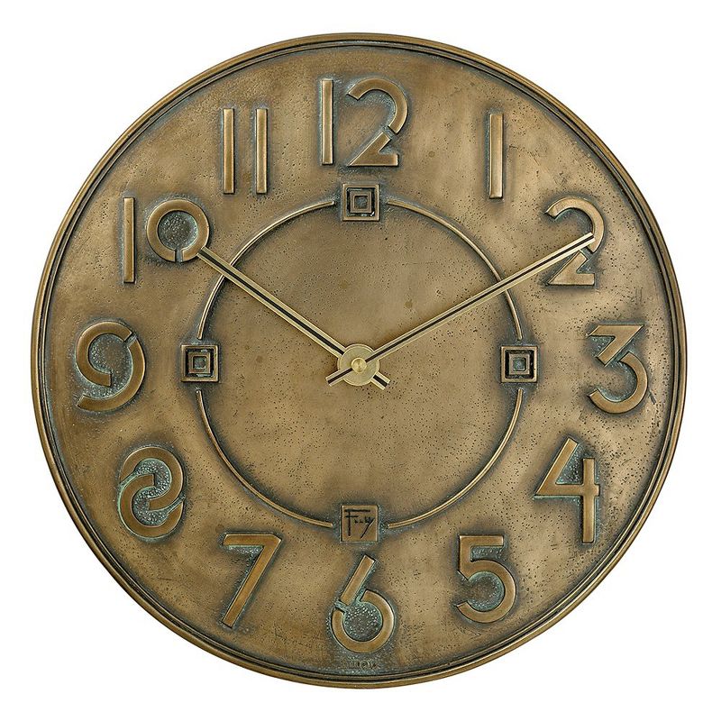 Bulova Clocks C3333 Frank Lloyd Wright Exhibition Round 12 Inch Diameter Hanging Wall Clock, Antique Bronze Finish