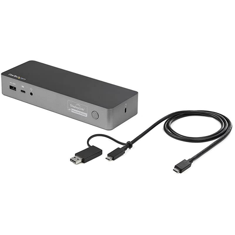 com USB-C & USB-A Dock - Hybrid Universal Laptop Docking Station with Dual Monitor 4K60Hz HDMI & DisplayPort - USB 3.1 Gen 1 Hub, GbE - 60W Power Delivery - Windows, Mac & Chrome (DK30C2DPPD)