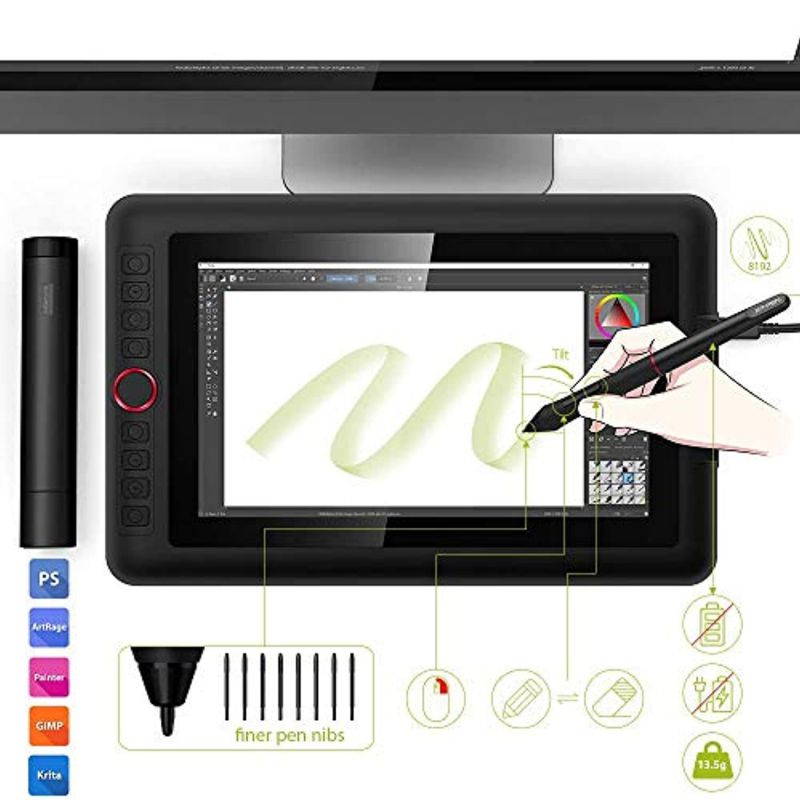 XP-PEN Artist12 Pro 11.6 Inch Drawing Monitor Pen Display Full-Laminated Graphics Drawing Tablet  and  2X Screen Protector