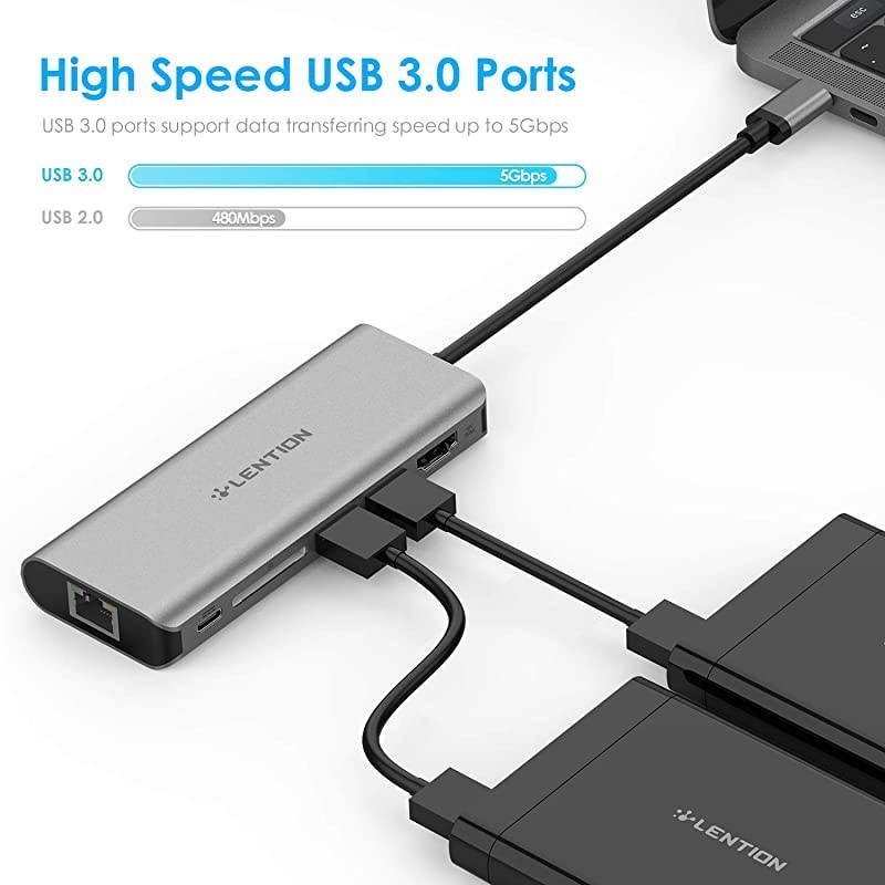 USBC Digital AV Multiport Hub with 4K HDMI 2 USB 30 Card Reader Type C Charging Gigabit Ethernet Adapter Compatible 20202016 MacBook Pro New Mac AirSurface More CBC68 Space Gray