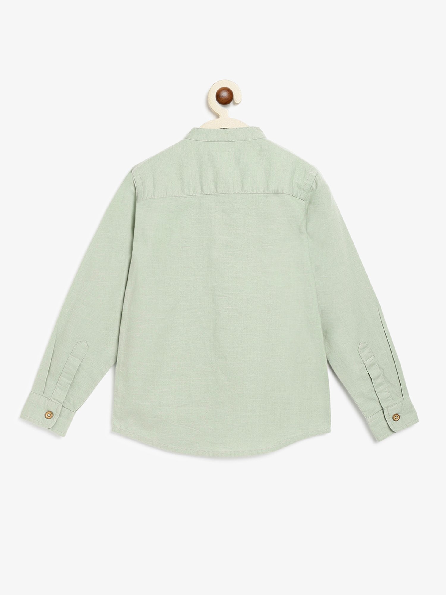 Campana Kids Sage Green Solid Full Sleeves Shirt