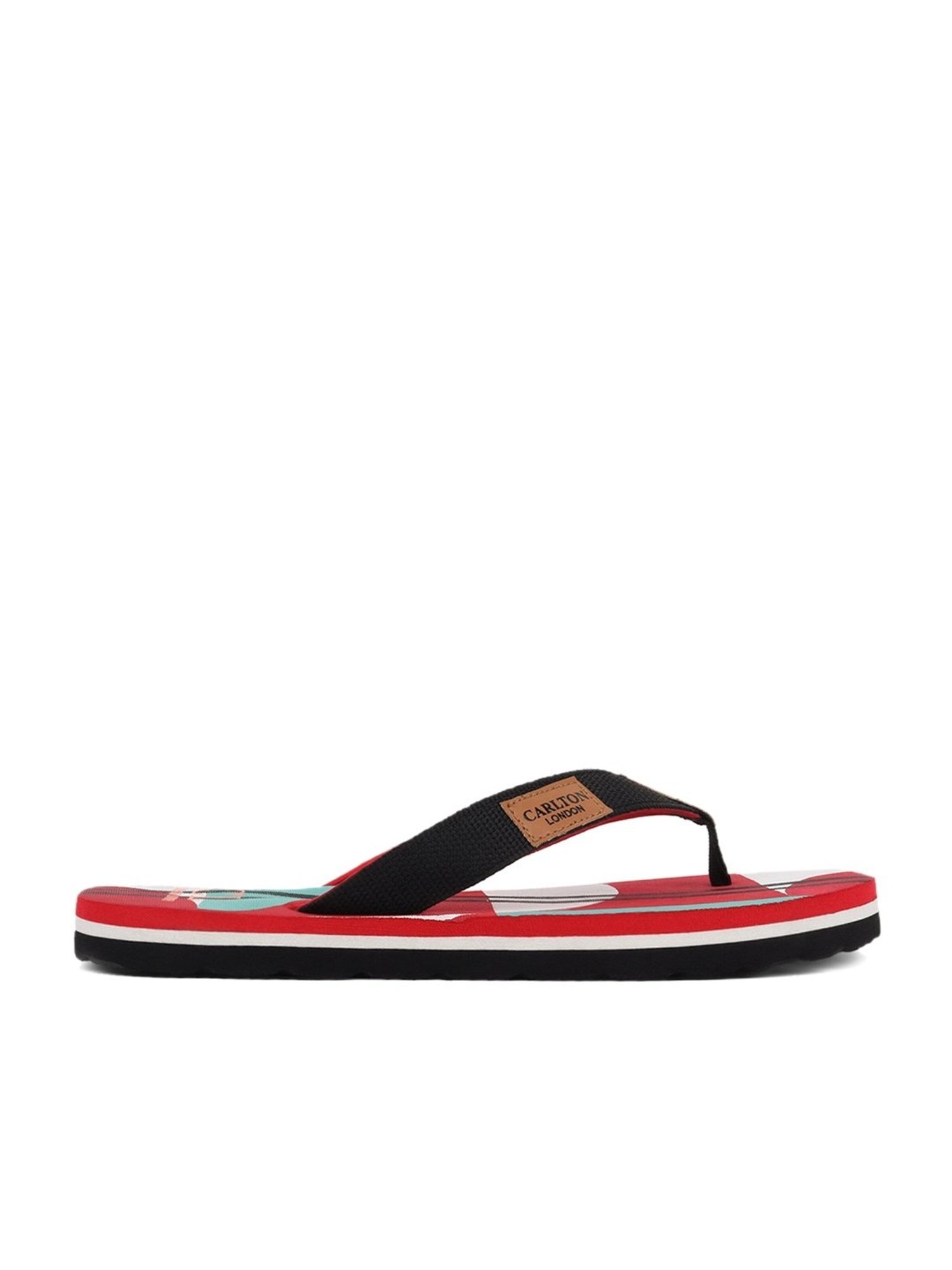 Carlton London Men's Coal Black Flip Flops