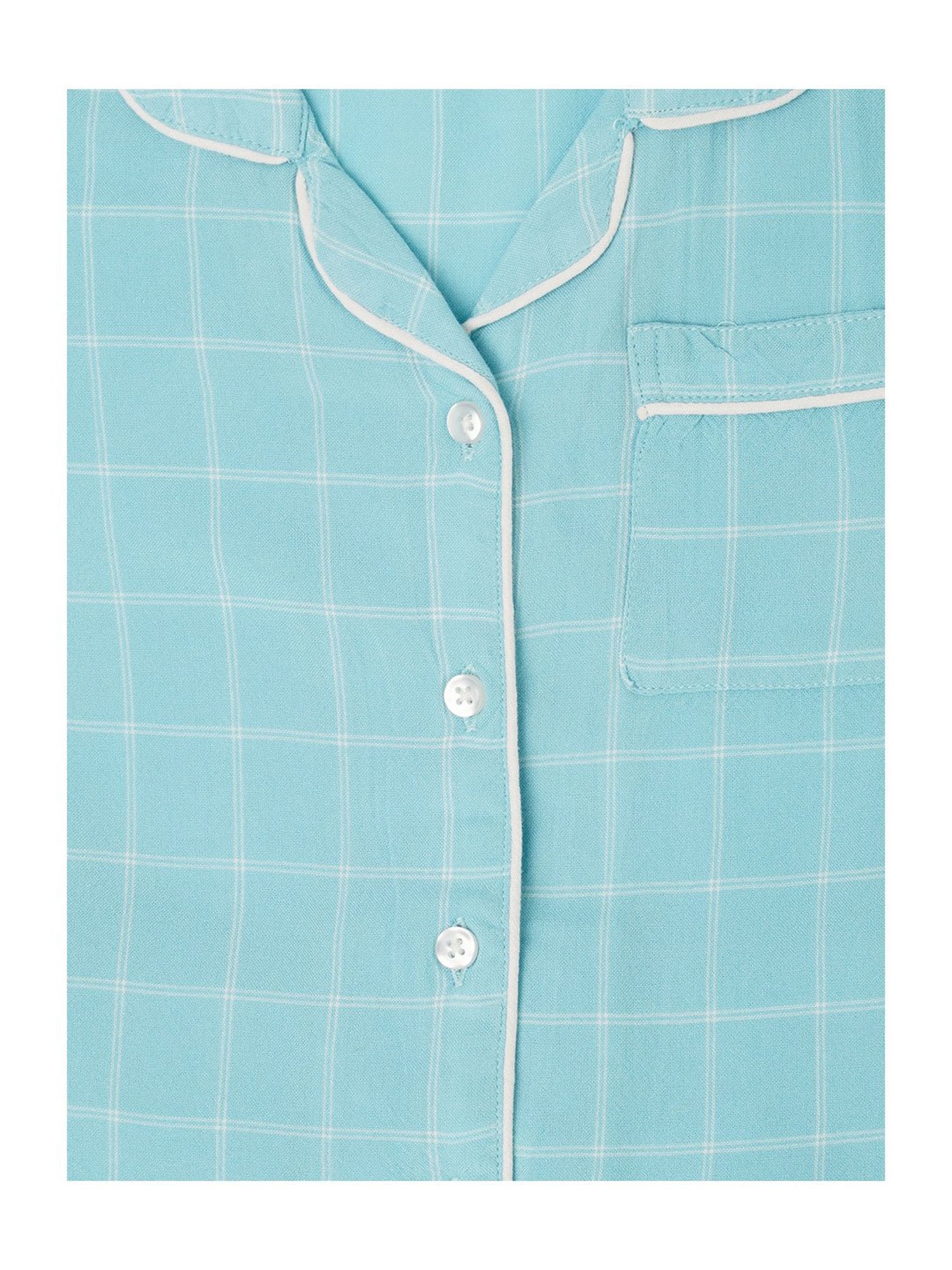 Mystere Paris Girls Blue Checks Shirt with Shorts